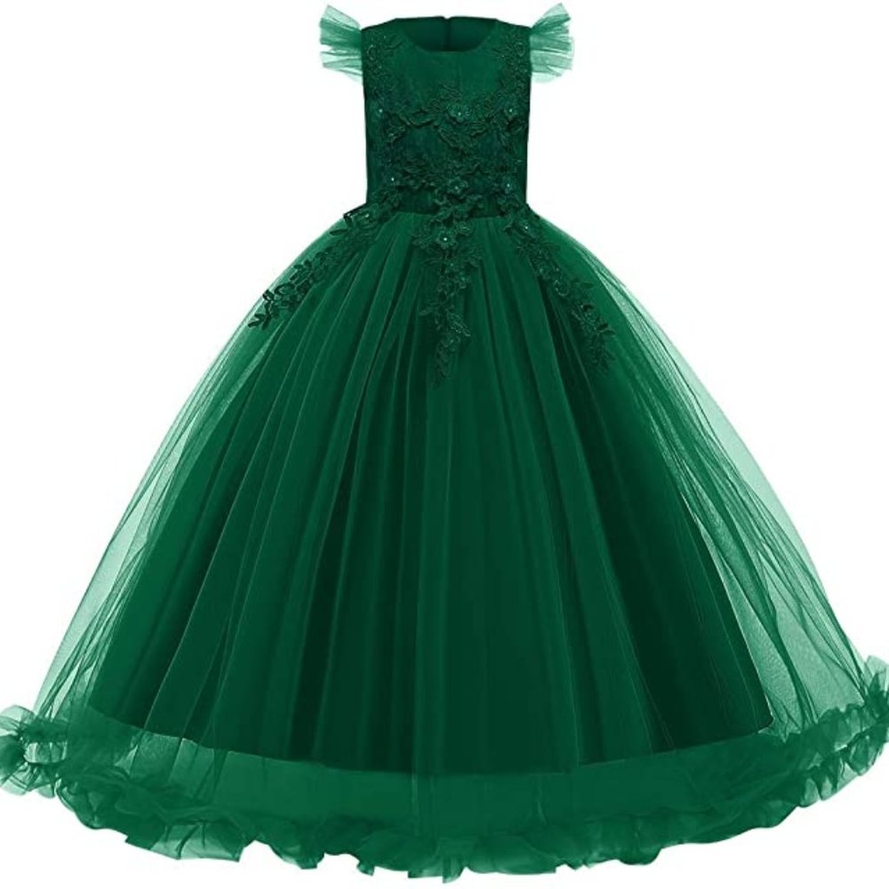 Girls Green Tulle Dress